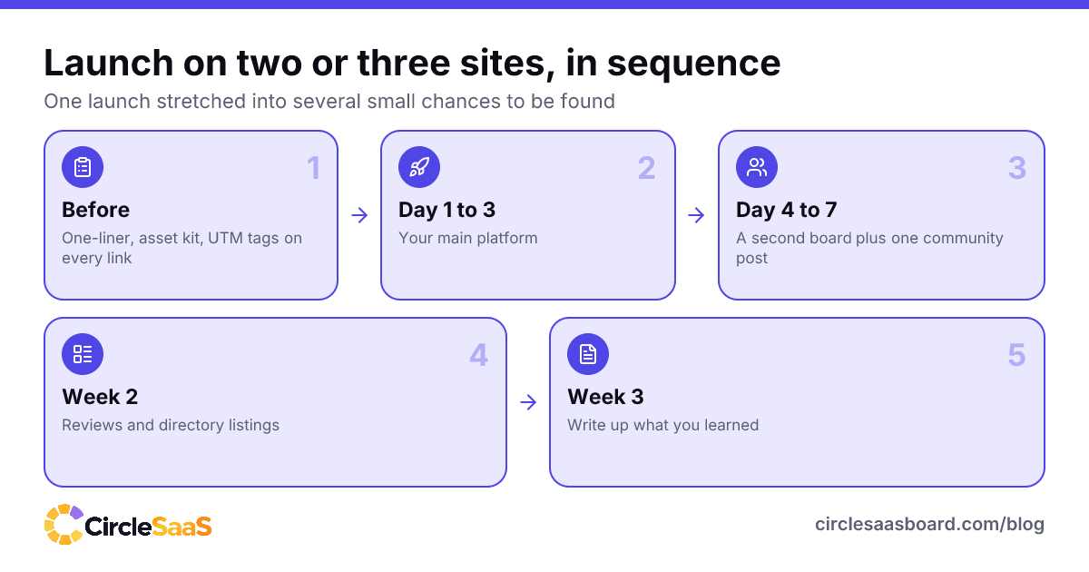 A three-week plan for launching on two or three launch platforms in sequence instead of all at once.