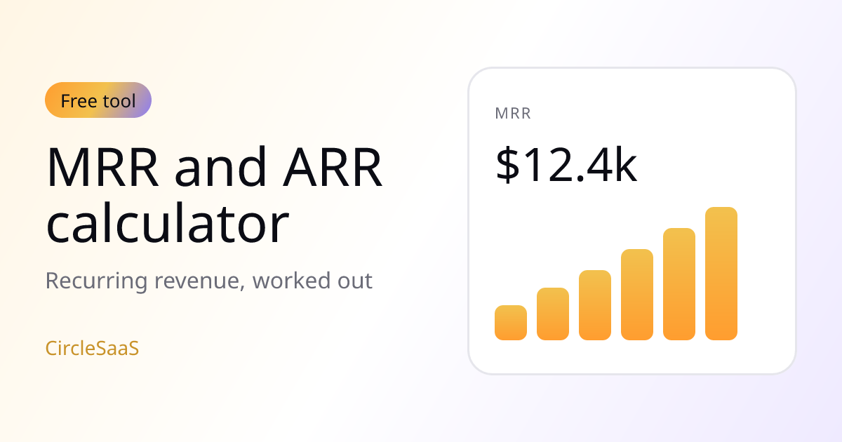 Cover illustration for the MRR and ARR calculator: a rising bar chart of monthly recurring revenue with a dollar sign.