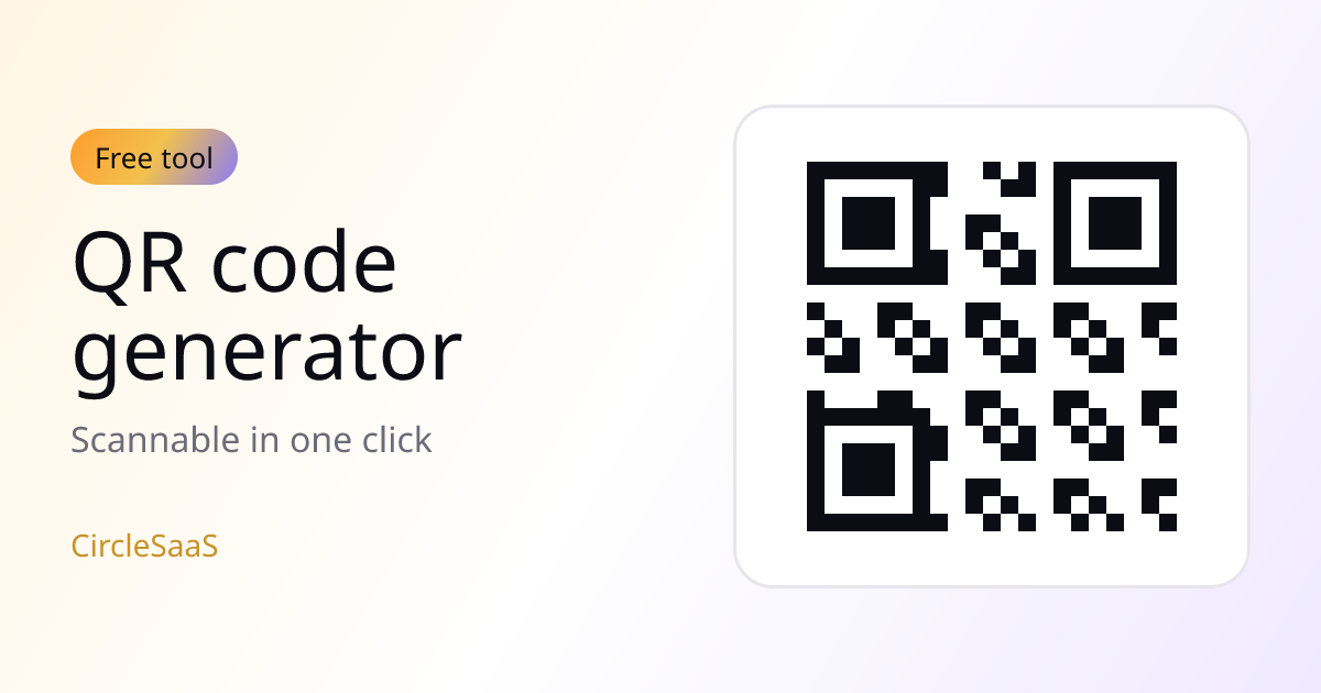 Cover illustration for the QR code generator: a QR code pattern with three square corner markers.
